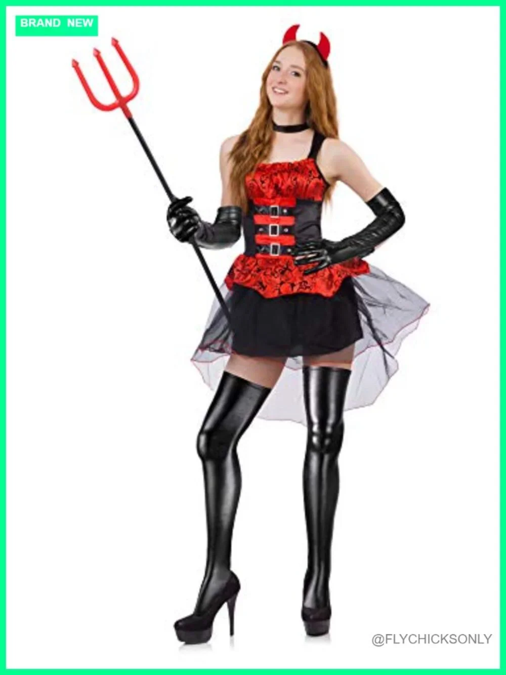 Women's Spandex Shiny Wet Look Long Gloves & Thigh High Stockings